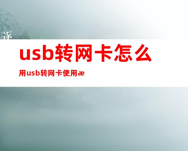 usb转网卡怎么用usb转网卡使用方法 _SB