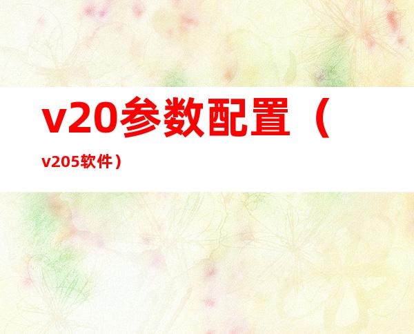 v20参数配置（v205软件）