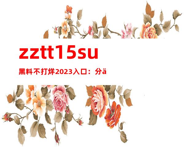 zztt15.su黑料不打烊2023入口：分享最新的网页地址